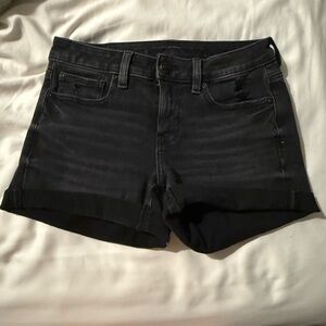 American Eagle Outfitters Black Jean Shorts Distressed Cut-Off